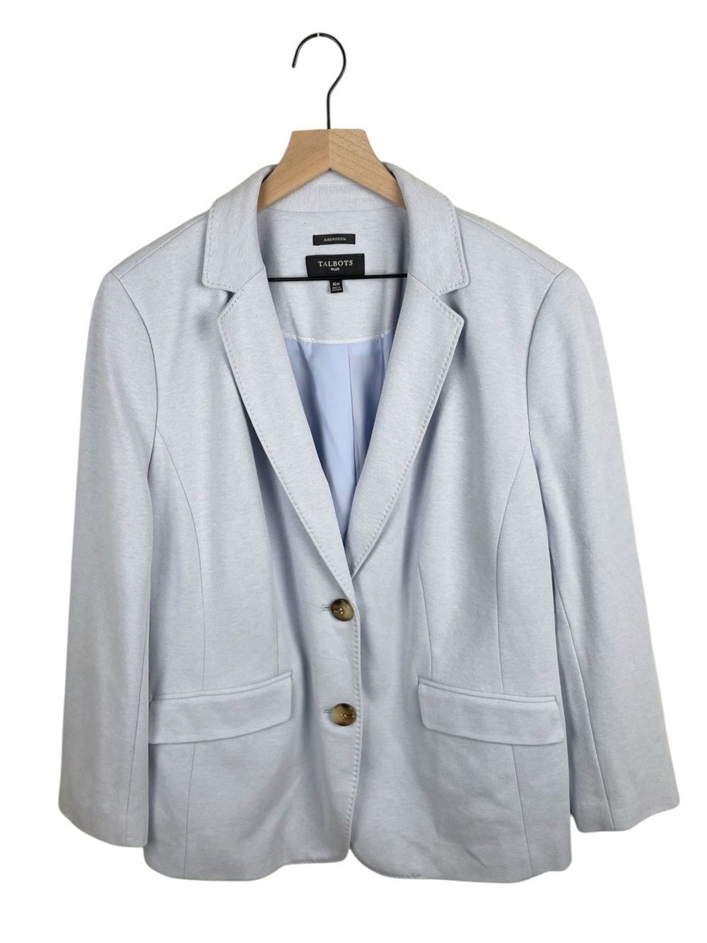 NEW Talbots Aberdeen Blazer Size 16W Light Blue Cotton Blend Knit Jacket Preppy